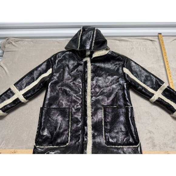 ASOS Oversized Parka In Cracked Vinyl With Borg US SIZE 10 - Picture 1 of 16